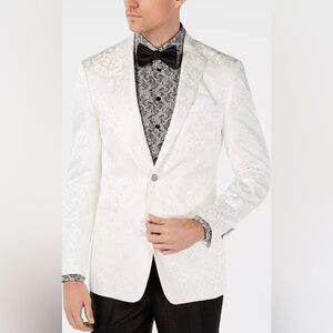 TALLIA White Dragon Jacquard Dinner Jacket size 38R Slim Fit